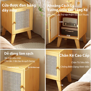 Tre Tủ đầu giường gỗ Nội thất phòng ngủ bằng tre giường nhỏ gọn tủ đầu