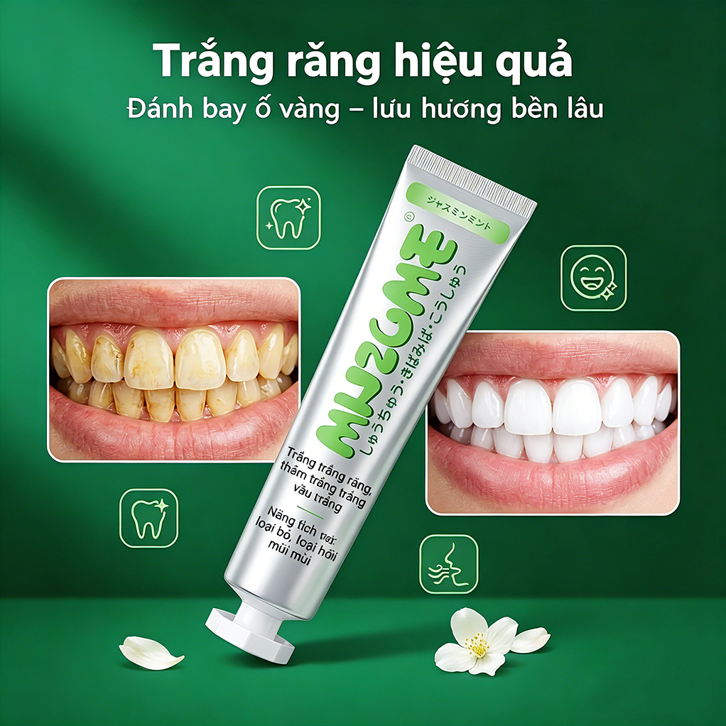 Kem đánh răng MUZOME đa hương 120g | Sạch mảng bám -  Khử hôi miệng - Thơm mát cả ngày