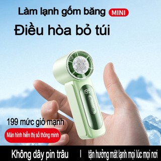 Quạt Cầm Tay Gấp Gọn Tiện Lợi, Làm Lạnh Bán Dẫn, Gió Mạnh Turbo, 199 Cấp Gió, Màn Hình LED, Quạt Mini Xinh Xắn