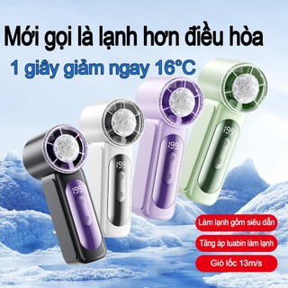 Quạt Cầm Tay Gấp Gọn Tiện Lợi, Làm Lạnh Bán Dẫn, Gió Mạnh Turbo, 199 Cấp Gió, Màn Hình LED, Quạt Mini Xinh Xắn