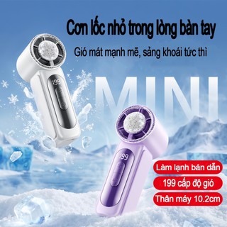 Quạt Cầm Tay Gấp Gọn Tiện Lợi, Làm Lạnh Bán Dẫn, Gió Mạnh Turbo, 199 Cấp Gió, Màn Hình LED, Quạt Mini Xinh Xắn