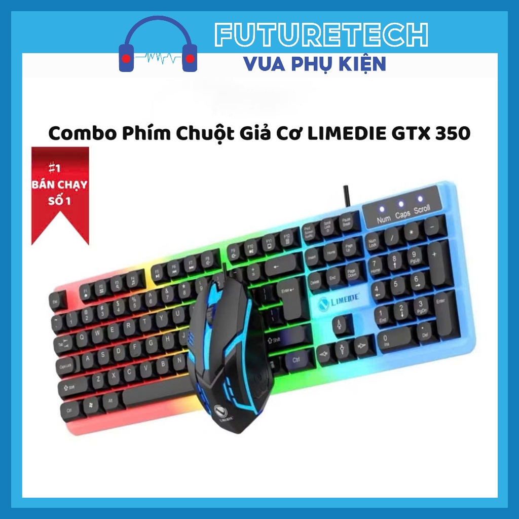 Bộ bàn phím giả cơ kèm chuột gaming có dây GTX 350 hàng mới cổng kết nối usb siêu bền