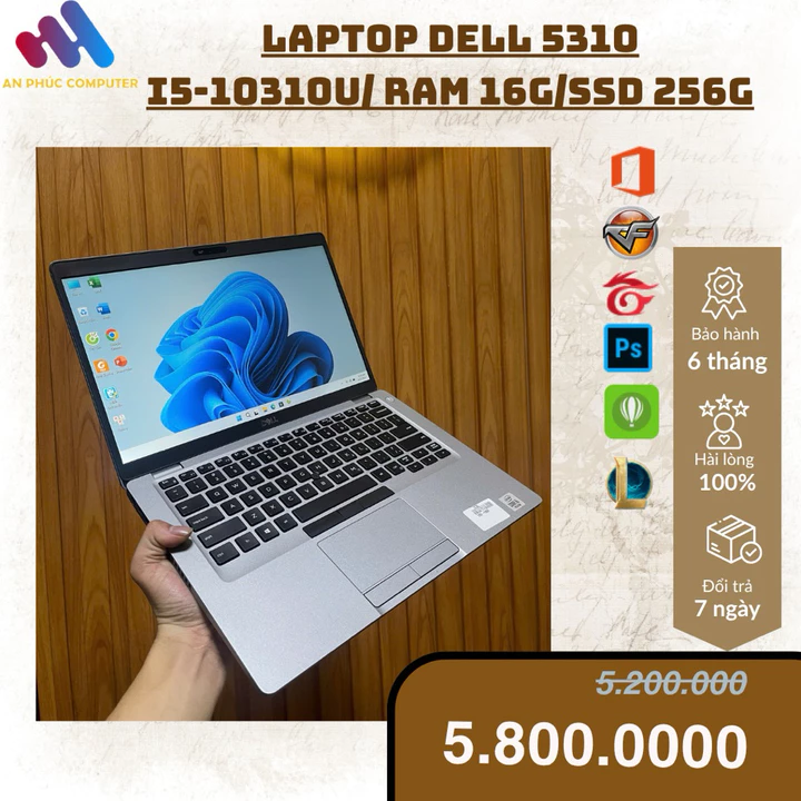 Laptop Cũ Dell Latitude 5310 - Intel Core i5-10210U | 16GB DDR4 | 13 inch HD