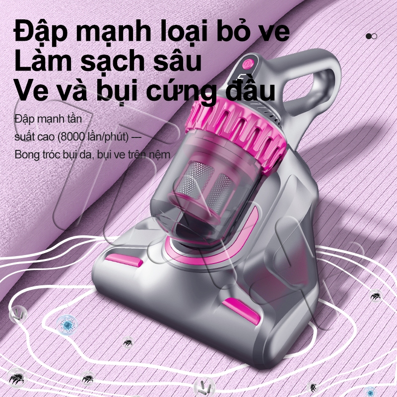 TIXX Máy hút bụi cầm tay 25000PA Không dây 1500mAh Đèn UV máy hút bụi giường nệm