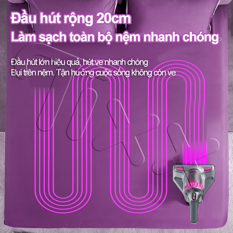 TIXX Máy hút bụi cầm tay 25000PA Không dây 1500mAh Đèn UV máy hút bụi giường nệm