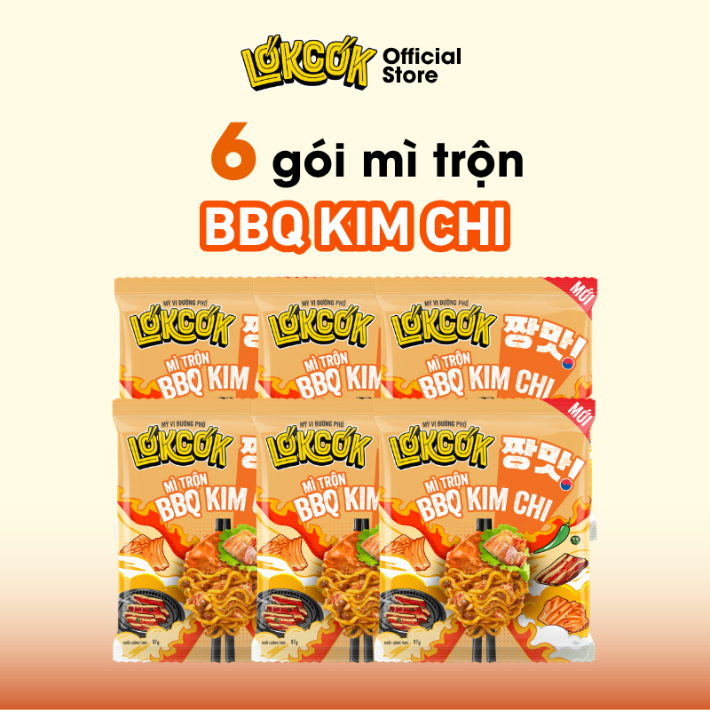 [Chính Hãng] Combo 6 Gói Mì Trộn Xốt BBQ Kim Chi LOKCOK 6 Gói x 97G