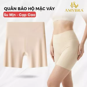 Quần mặc trong váy kiểu cạp cao ôm bụng nâng mông, quần mặc váy chất su mềm co giản AMYBRA V8941