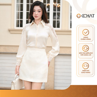 Áo Sơ Mi Nữ 𝐂𝐂𝐇𝐀𝐓 Dáng Suông Phối Ren Neytiri Chất Liệu Lụa Mềm Mại 16FDL8061ST