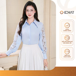 Áo Sơ Mi Nữ 𝐂𝐂𝐇𝐀𝐓 Dáng Suông Avely Phối Ren Chất Liệu Cao Cấp 16FDT8033ST
