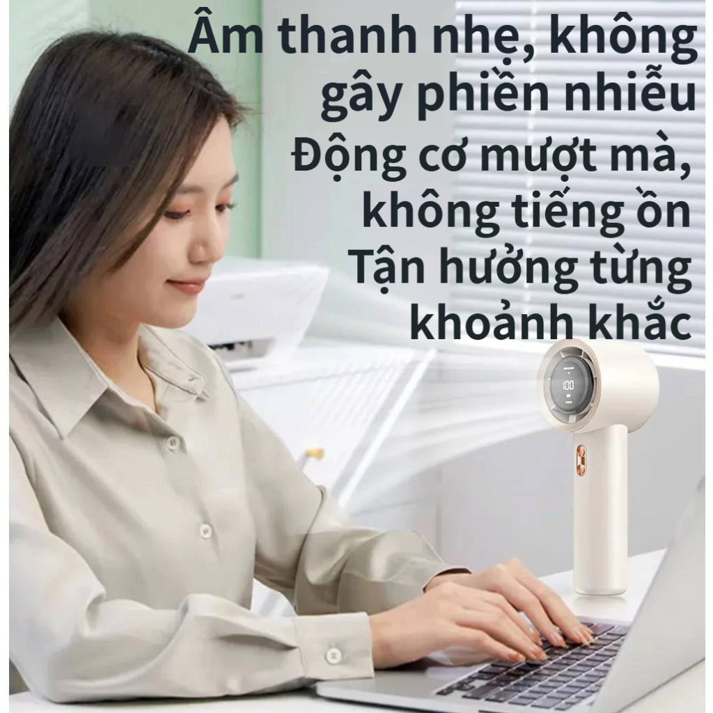 Quạt cầm tay tuabin tốc độ cao 2026|199 cấp Gió Mạnh|4000mAh|Sạc Type-C|Siêu làm mát，Nhỏ gọn, di động