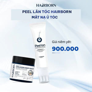 Combo Peel lăn Ion Hairborn 60g và Kem ủ tóc Collagen Hairborn 170g, hỗ trợ giảm rụng và dưỡng tóc suôn mượt