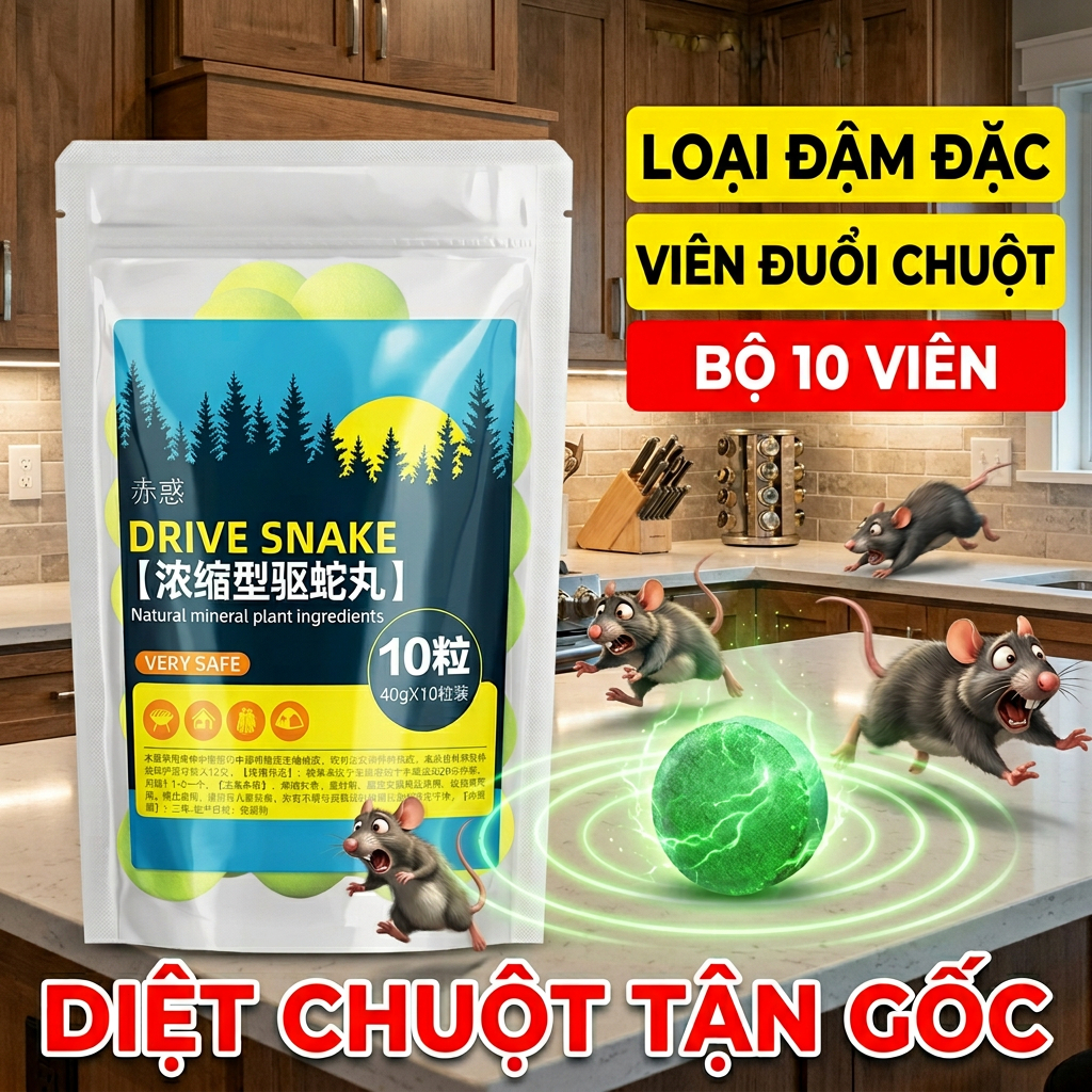 🐭 Chuột Biến Mất 🐭 Gel & Viên Đuổi Chuột 10 Viên – Công Suất Lớn, Đuổi Chuột Liên Tục 90 Ngày