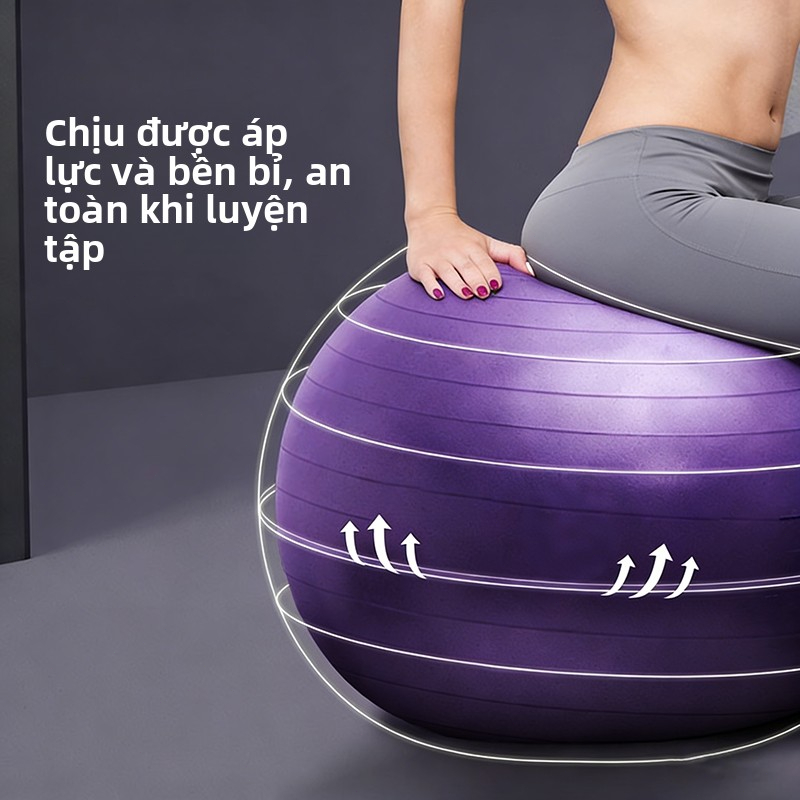 Bóng yoga bóng tập gym bóng tập yoga, Size 55cm/65cm, Bóng Thể Dục Chống Nổ Bề Mặt Mờ, Dụng Cụ Tập Gym & Yoga Tại Nhà