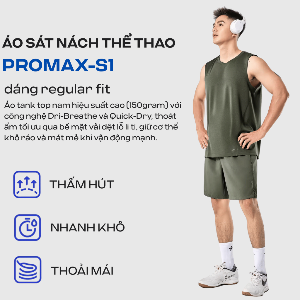 [TẶNG QUÀ ĐƠN 329K]Combo 2 Áo ba lỗ, sát nách Promax nam thể thao đa năng, Pickleball thoáng mát, thấm hút tốt Coolmate