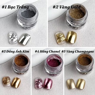 Bột Tráng Gương Nail Chrome Powder – Bạc, Vàng, Đồng, Hồng, Champagne – Hiệu Ứng Gương Nail UV/LED Thegioinail666