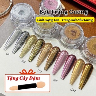 Bột Tráng Gương Nail Chrome Powder – Bạc, Vàng, Đồng, Hồng, Champagne – Hiệu Ứng Gương Nail UV/LED Thegioinail666