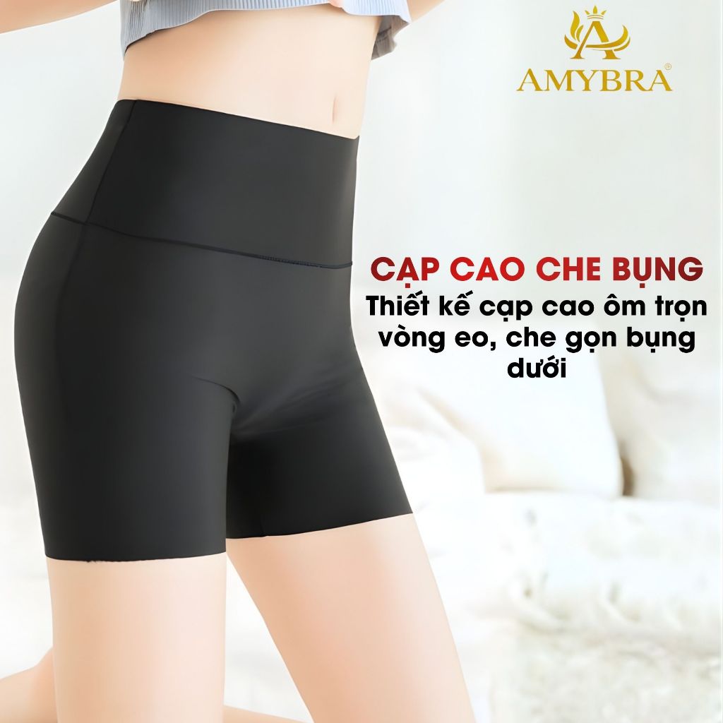 Quần mặc trong váy kiểu cạp cao ôm bụng nâng mông, quần mặc váy chất su mềm co giản AMYBRA V8941
