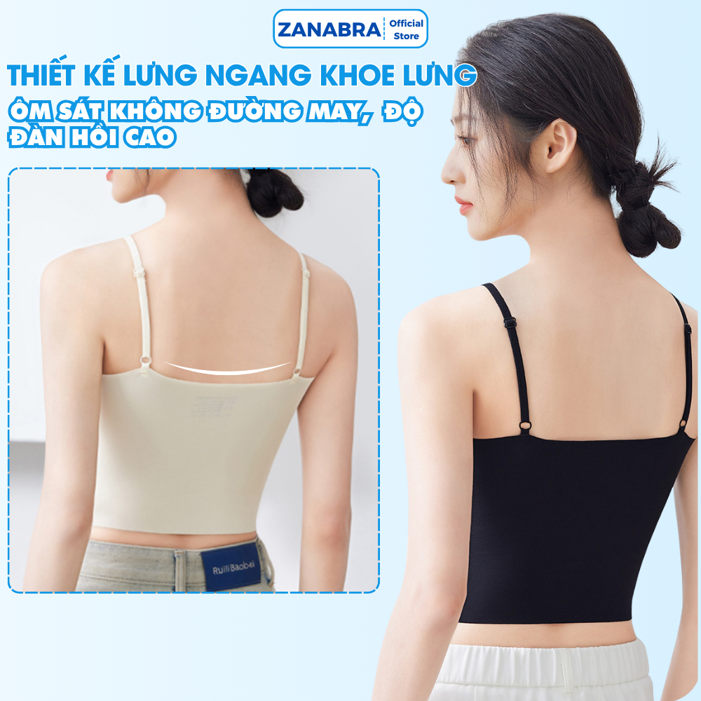Áo Bra Áo 2 Dây Thun Lạnh Cao Cấp Có Mút Ngực Chất Siêu Mát Mềm Mại Dây Tùy Chỉnh Dáng Croptop Gợi Cảm ZANABRA A6683