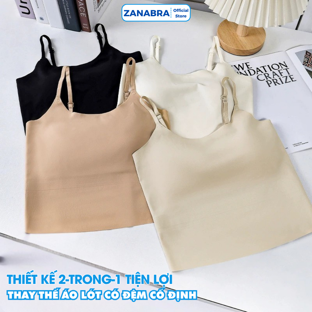 Áo Bra Áo 2 Dây Thun Lạnh Cao Cấp Có Mút Ngực Chất Siêu Mát Mềm Mại Dây Tùy Chỉnh Dáng Croptop Gợi Cảm ZANABRA A6683