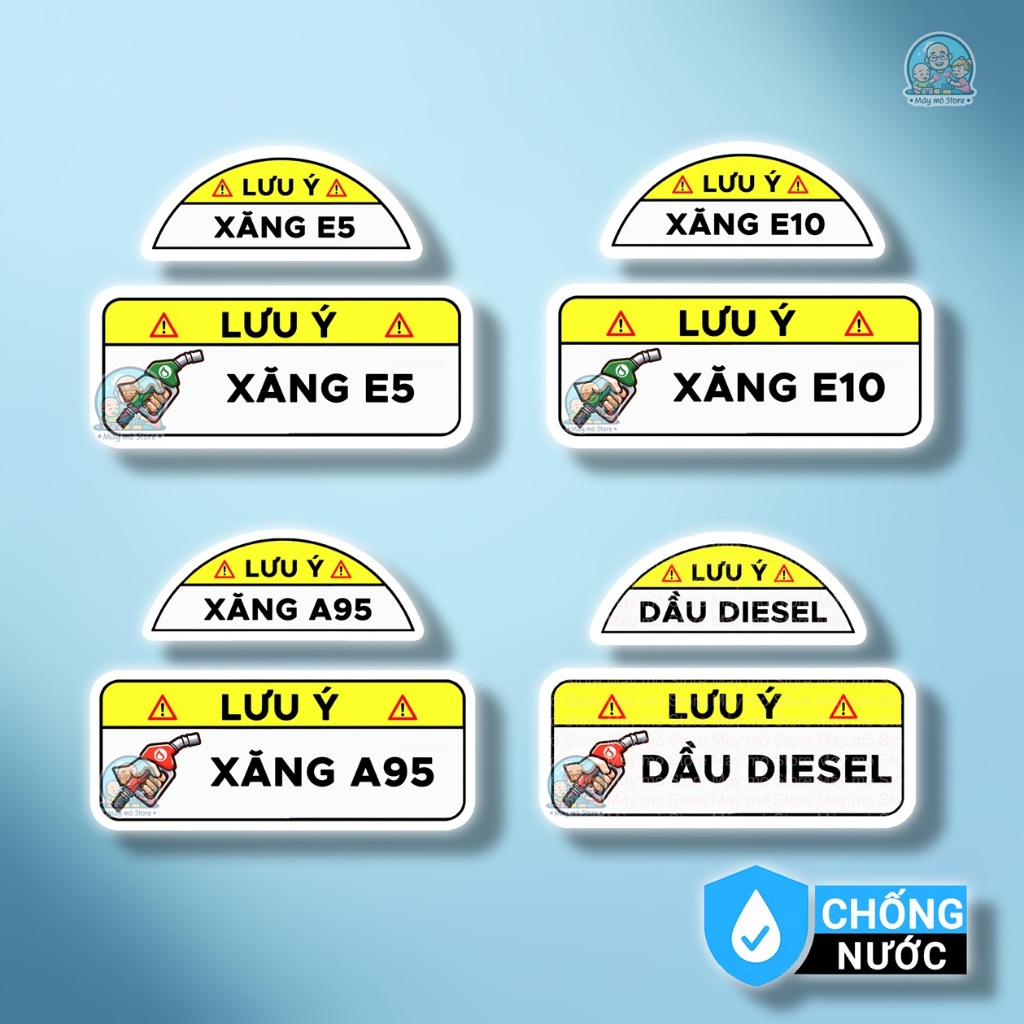 Tem Dán Nắp Xăng E5 E10 A95/Dầu Diesel – Decal Dán Ô Tô – Sticker Dán Xe Chống Nước – Mày Mò Store