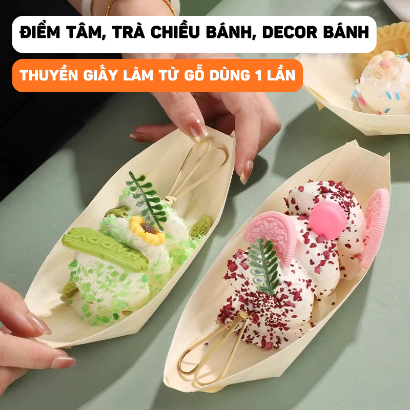 Khay phục vụ thực phẩm, đĩa sushi, đa kích thước sáng tạo, 50 khay đựng đồ ăn dùng một lần hình thuyền