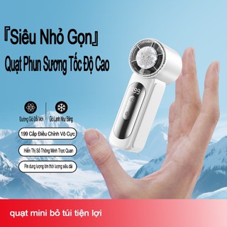 Quạt Cầm Tay Gấp Gọn Tiện Lợi, Làm Lạnh Bán Dẫn, Gió Mạnh Turbo, 199 Cấp Gió, Màn Hình LED, Quạt Mini Xinh Xắn