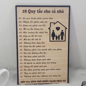 🏡 Tranh Gỗ Quy Tắc Gia Đình – Tranh Treo Tường Ý Nghĩa | Petitewoodart