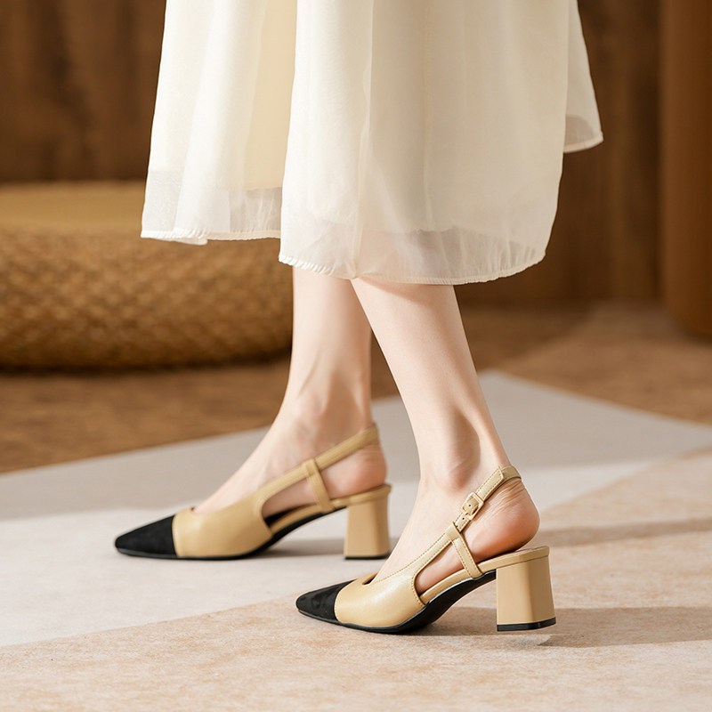 [PY]  Sandal Nữ Cao Gót 5cm giày cao gót nữ mũi vuông Giày Đế Cao Thời Trang Sang Trọng