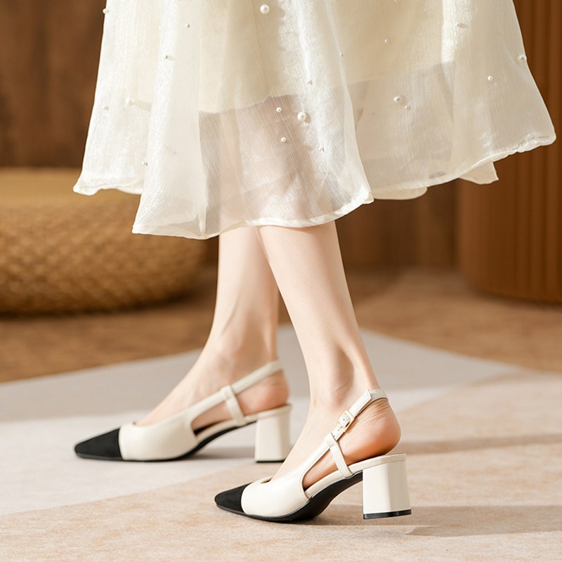 [PY]  Sandal Nữ Cao Gót 5cm giày cao gót nữ mũi vuông Giày Đế Cao Thời Trang Sang Trọng