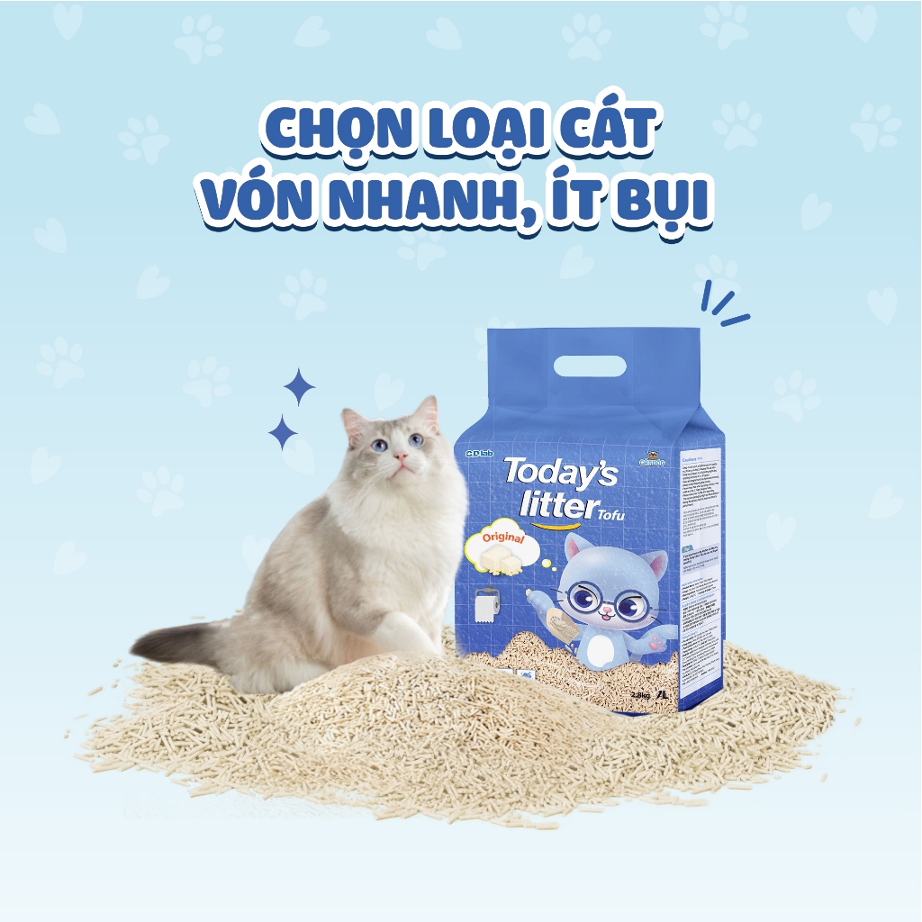 [HỎA TỐC THÙNG 6 GÓI 7L] Cát đậu nành, Cát vệ sinh cho mèo hữu cơ cao cấp khử mùi, vón nhanh TODAY'S LITTER TOFU