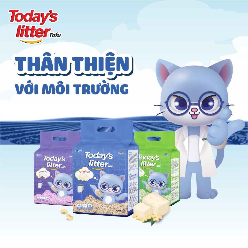 [HỎA TỐC THÙNG 6 GÓI 7L] Cát đậu nành, Cát vệ sinh cho mèo hữu cơ cao cấp khử mùi, vón nhanh TODAY'S LITTER TOFU