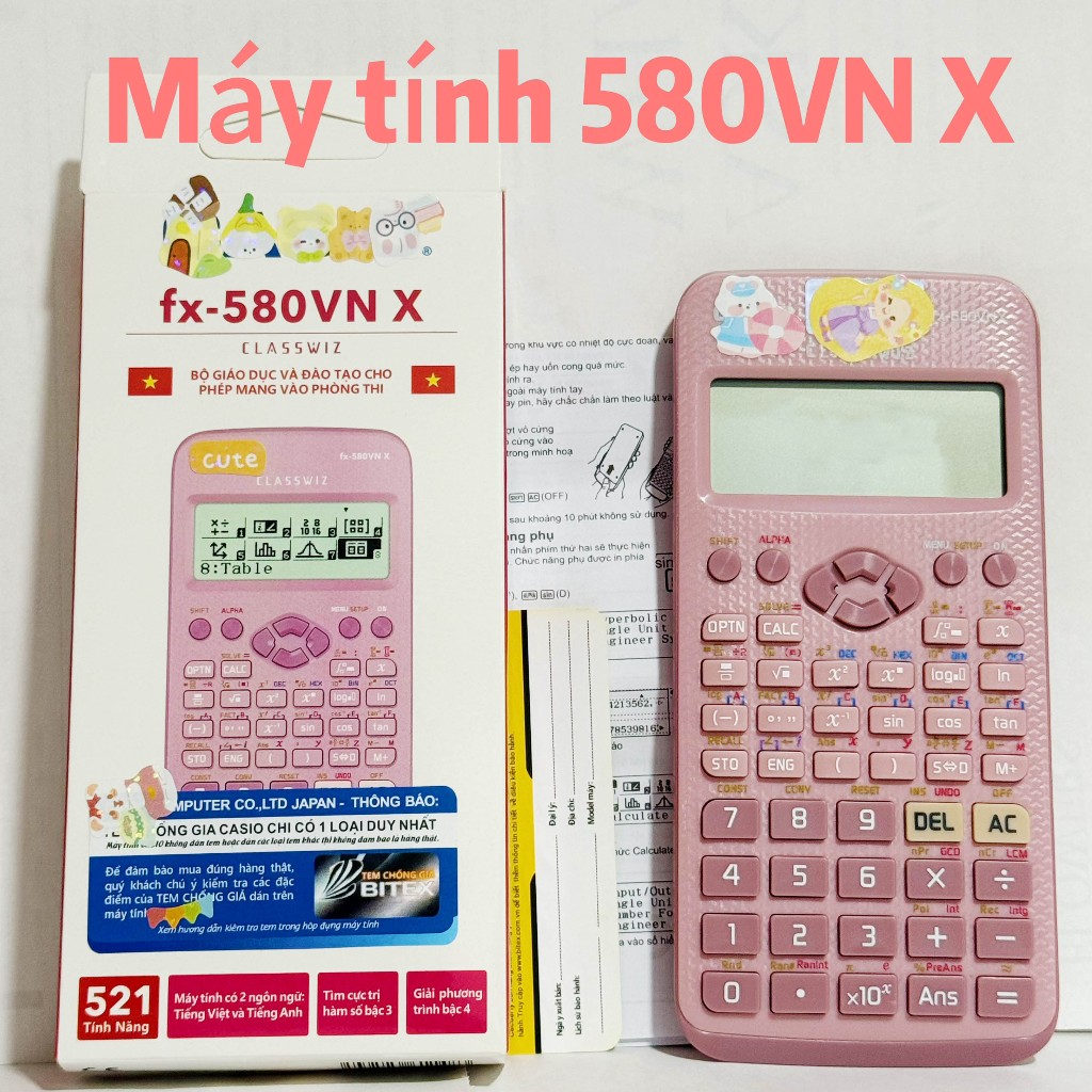 Máy tính học sinh Fx-580vnx ( Màu Hồng) mới nhất dành cho học sinh - Máy Tính Giá Rẻ - Hàng Thái Bảo Hành 1