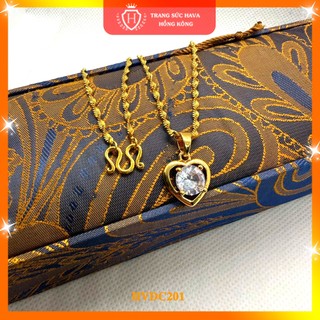 Dây Chuyền Nữ Mặt Tim Đính Đá Titan Xi Mạ Vàng 24K - Trang Sức Hava Nhẹ Nhàng, Tinh Tế