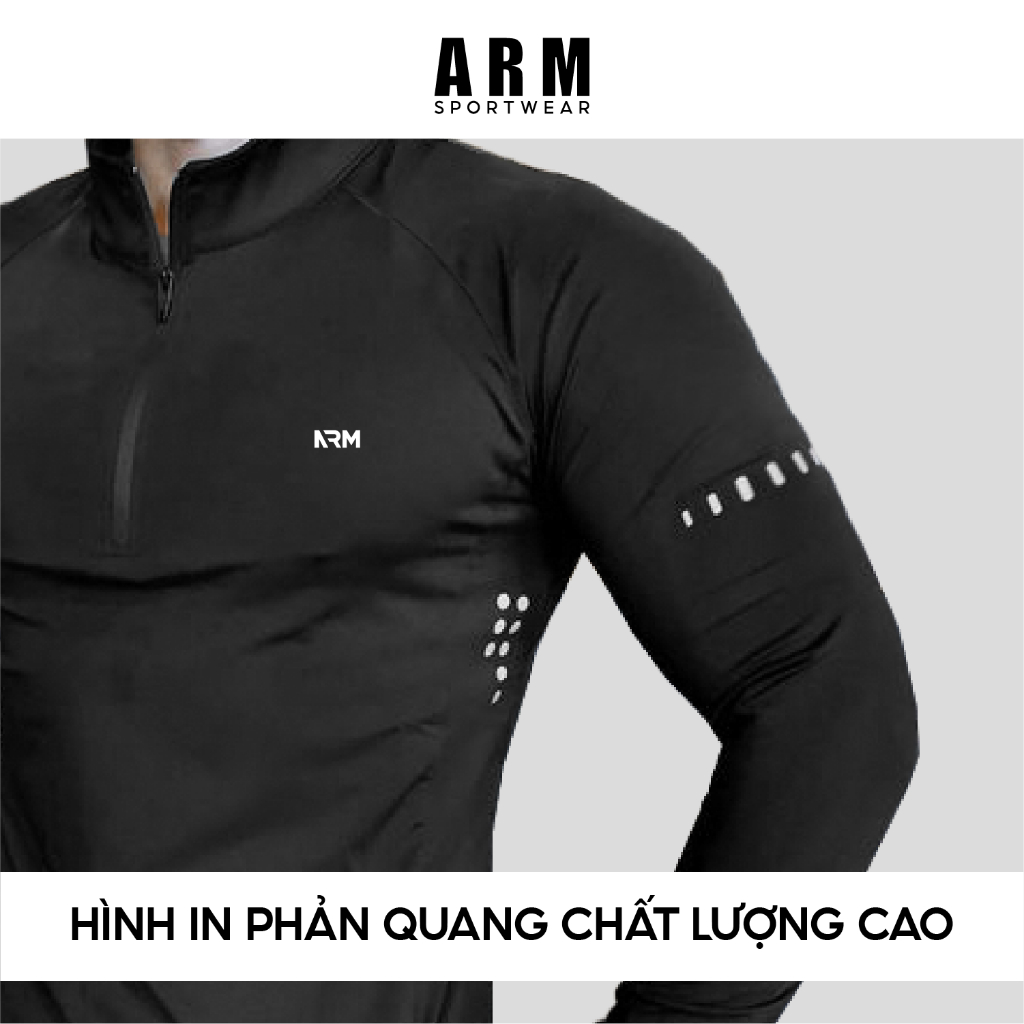 Áo Thun Dài Tay Nam ARM Cổ Trụ Kéo Khóa, Áo Thể Thao Dài Tay mềm mịn, co giãn, giữ nhiệt cực tốt