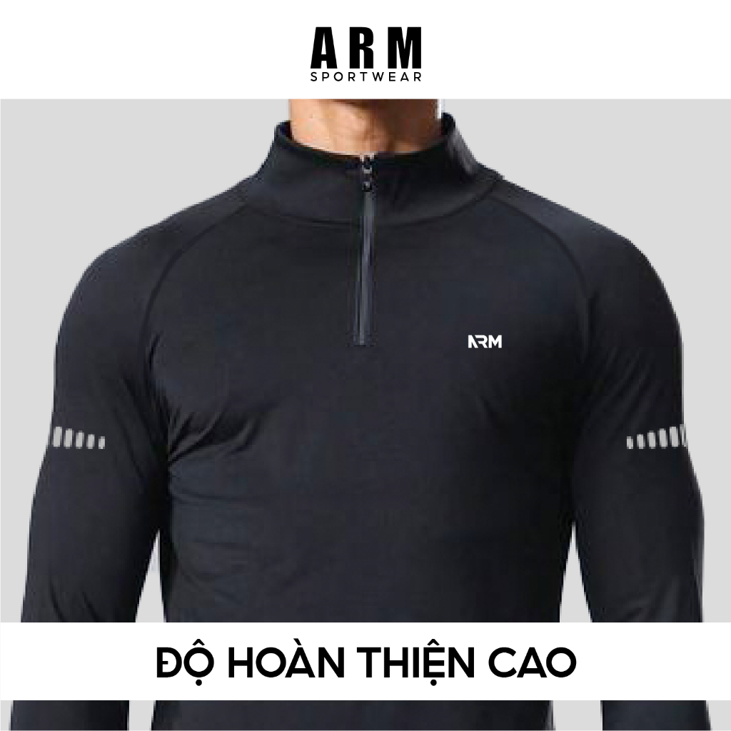 Áo Thun Dài Tay Nam ARM Cổ Trụ Kéo Khóa, Áo Thể Thao Dài Tay mềm mịn, co giãn, giữ nhiệt cực tốt
