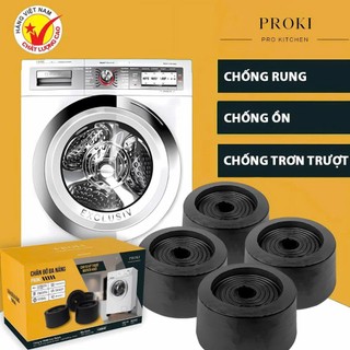 Bộ 4 miếng đệm chân máy giặt Proki, Đế chống rung lắc máy giặt , tủ lạnh làm giảm tiếng ồn cao su chống rung