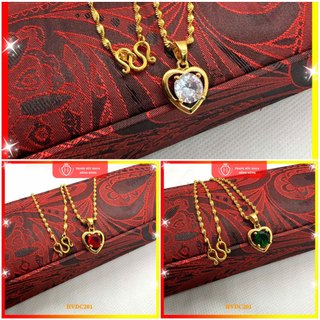 Dây Chuyền Nữ Mặt Tim Đính Đá Titan Xi Mạ Vàng 24K - Trang Sức Hava Nhẹ Nhàng, Tinh Tế