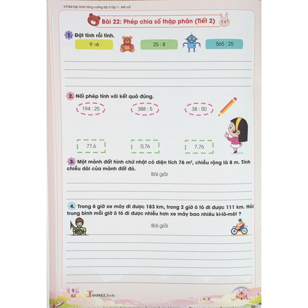 Sách - H An Phúc - Vở Bài tập Toán Tăng Cường lớp 5 tập 1 (Bộ sách kết nối tri thưc)