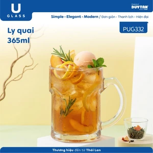 Bộ 6 Ly cốc thủy tinh U Glass 365ml kiểu quai - PUG332, thủy tinh cao cấp