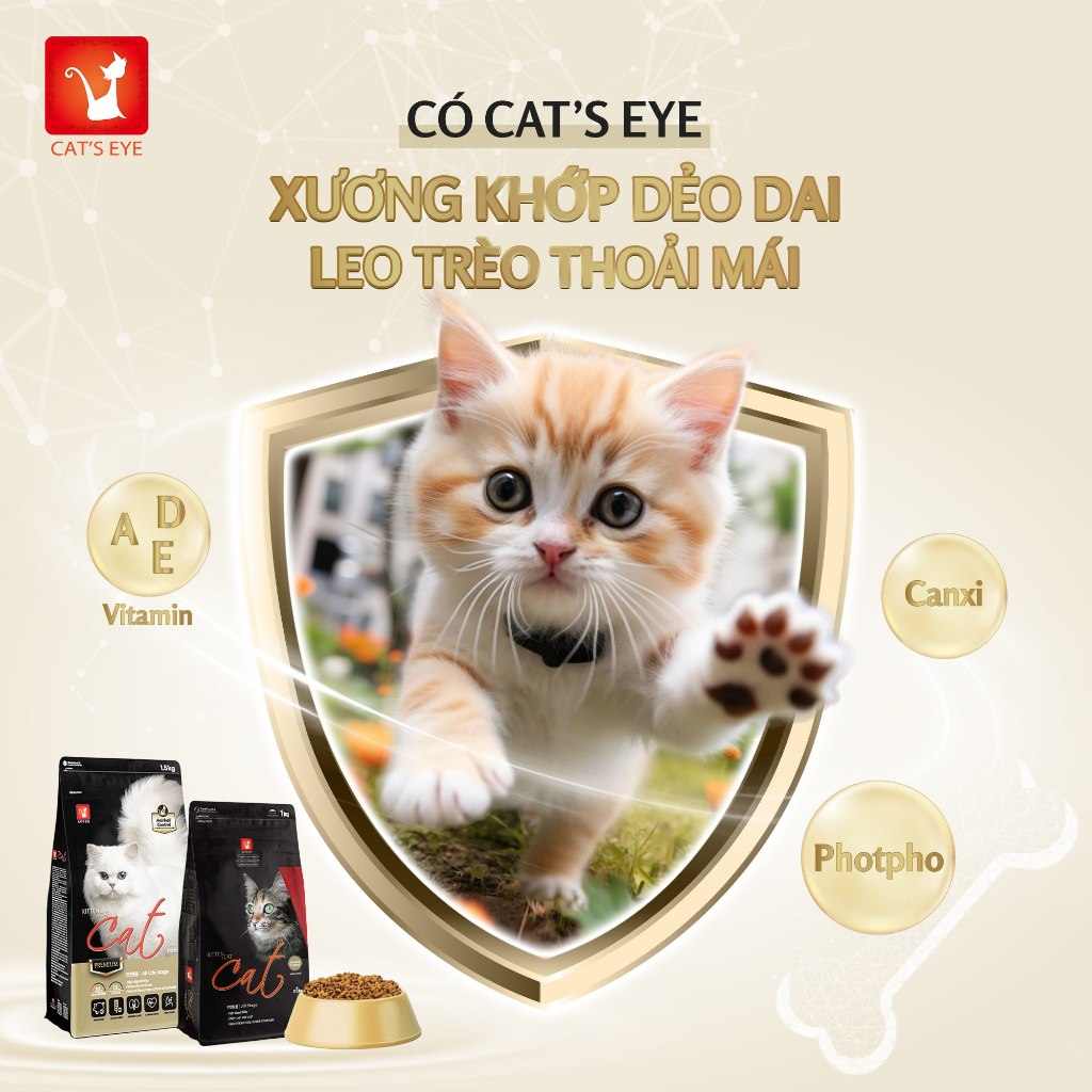 [1.5KG] Thức ăn hạt Cat's Eye Premium dưỡng lông bóng mượt cho mèo mọi lứa tuổi nhập khẩu Hàn Quốc - Cateye 1.5kg