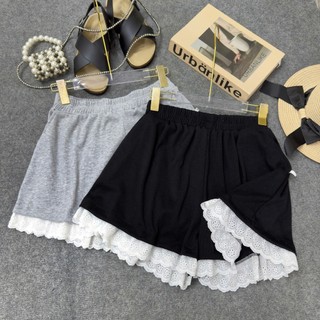 Quần đùi bigsize nữ cạp cao lưng thun co giãn chất thun gân mềm mịn phối ren xinh xắn trẻ trung mặc mát 50-95kg Q508