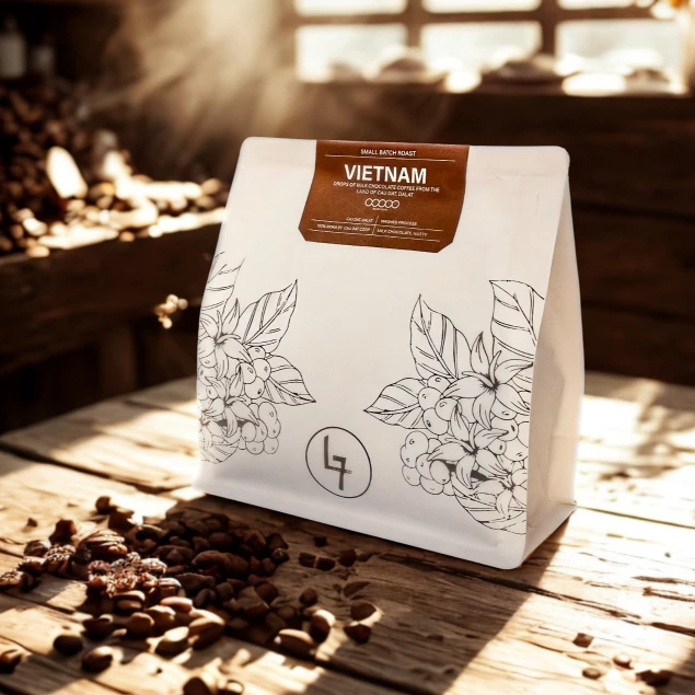 Moka Arabica - Cau Dat Farm - CÀ PHÊ SẠCH - RANG MỘC - RANG CHUẨN SCA - LAVASIA7 250gr (BAO)