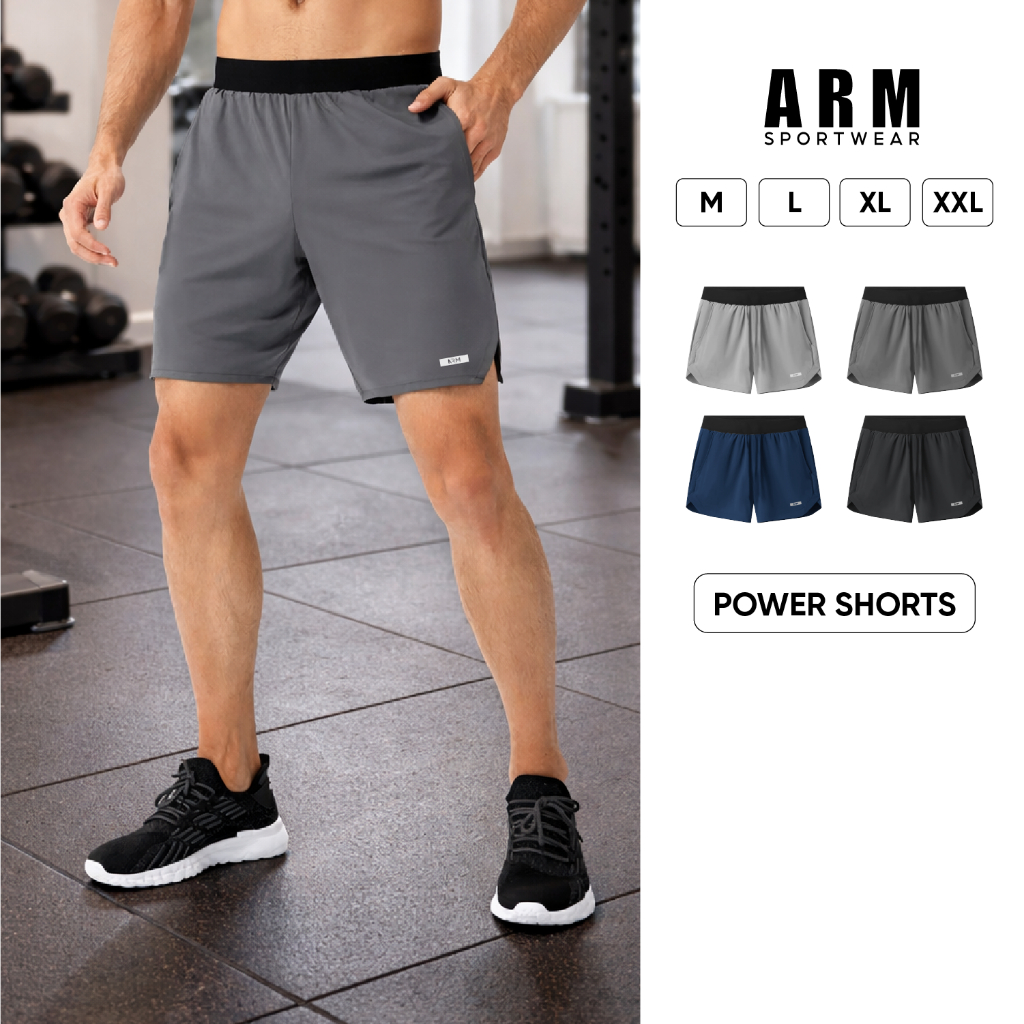Quần Đùi Nam Thể Thao ARM Sportwear, Quần Power Short Cạp Chun Tập Gym, Chạy Bộ Thoải Mái