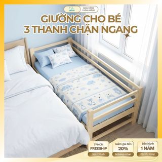 Giường Ngủ Cho Bé 3 Thanh Rào Chắn Ngang – Giường Mở Rộng Lắp Ráp Ghép Sát Với Giường Bố Mẹ