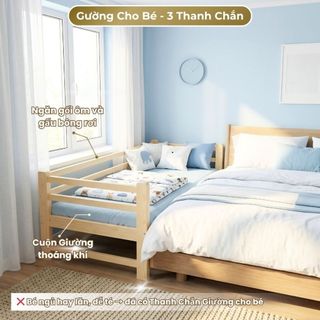 Giường Ngủ Cho Bé 3 Thanh Rào Chắn Ngang – Giường Mở Rộng Lắp Ráp Ghép Sát Với Giường Bố Mẹ