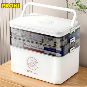 Hộp Đựng Thuốc Y Tế Gia Đình Proki, Cấp Cứu, Có Nắp, Nhiều Ngăn, Tiện Lợi Dễ Mang Di Du Lịch
