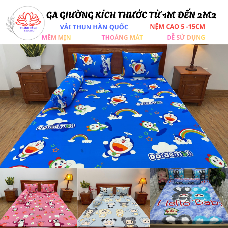 Ga giường thun hàn quốc ( KHÔNG KÈM VỎ GỐI)  kích thước từ 1m đến 2m2 dành cho nệm cao 5 đến 15cm