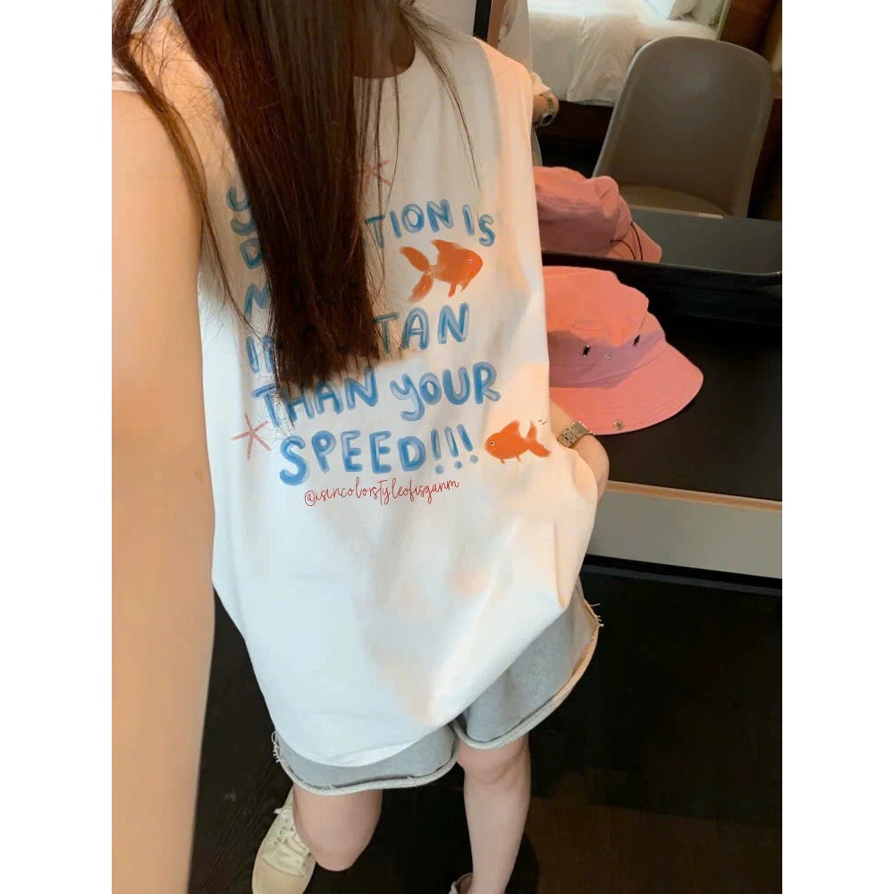 Áo sát nách không tay Trắng in hình cá tính JULY FASHION, Áo sát nách tanktop mặt hè, chất cotton thấm mồ hôi, mát mẻ