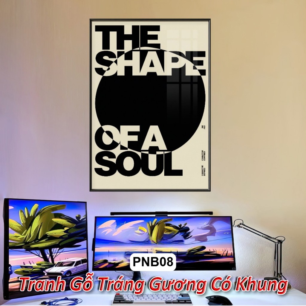 Tranh Tráng Gương Treo Tường Phong Cách Retro Nhật Bản Khung Composite Decor Phòng Khách, Không Gian Làm Việc