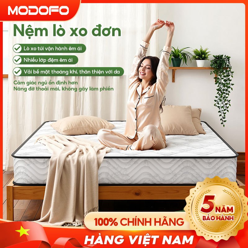 MODOFO Đệm lò xo cao cấp 25cm dành cho phòng ngủ, nệm cứng 1.8m/1.6m, thích hợp cho căn hộ cho thuê